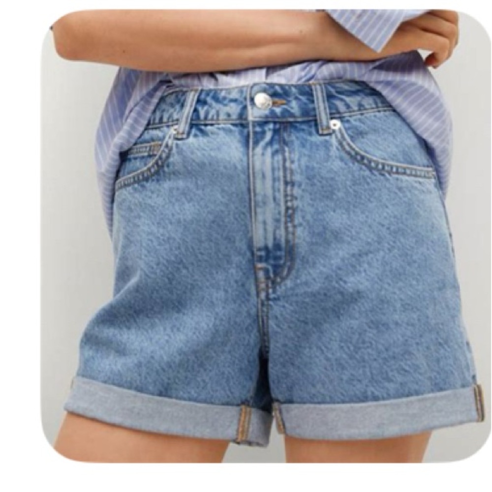 Mango Light Blue Jean Shorts